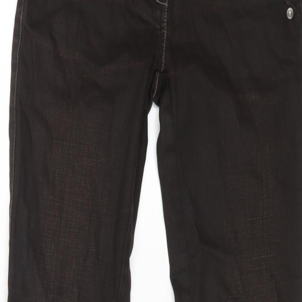 NEXT Womens Brown Cotton Straight Jeans Size 6 L28 in Regular Zip