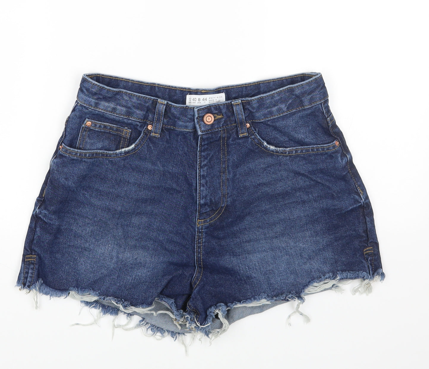 Denim & Co. Womens Blue Cotton Cut-Off Shorts Size 12 Regular Zip