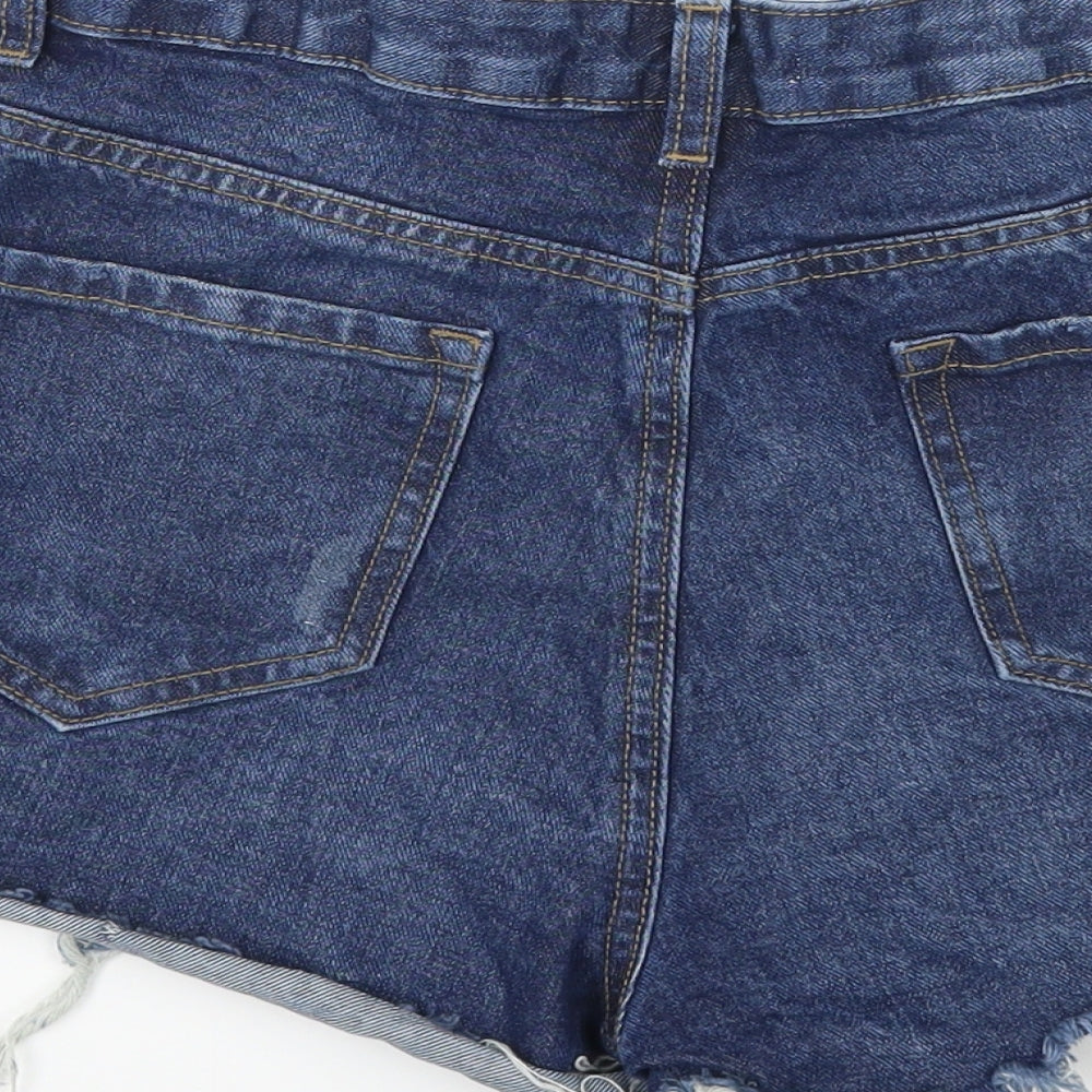 Denim & Co. Womens Blue Cotton Cut-Off Shorts Size 12 Regular Zip