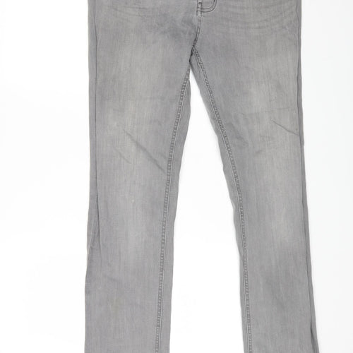 Denim & Co. Mens Grey Cotton Straight Jeans Size 36 in L34 in Regular Button
