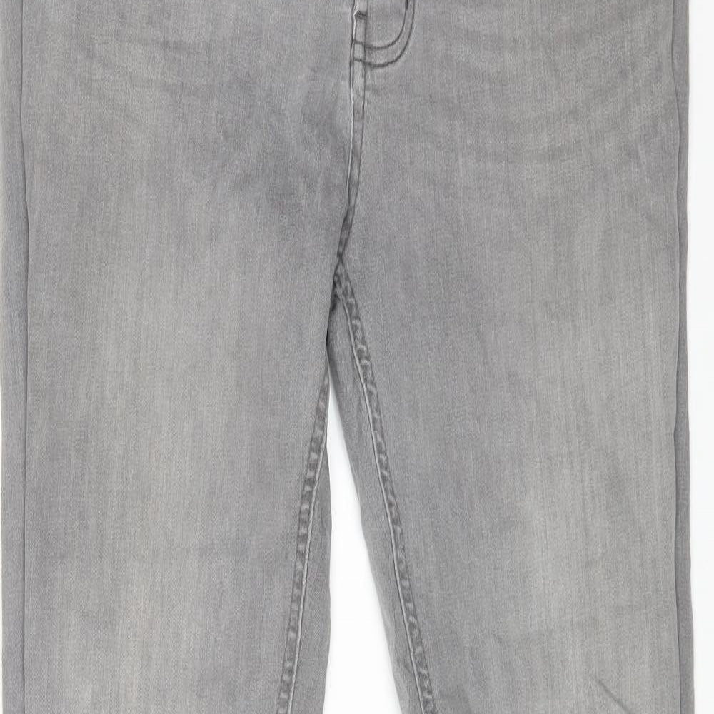 Denim & Co. Mens Grey Cotton Straight Jeans Size 36 in L34 in Regular Button