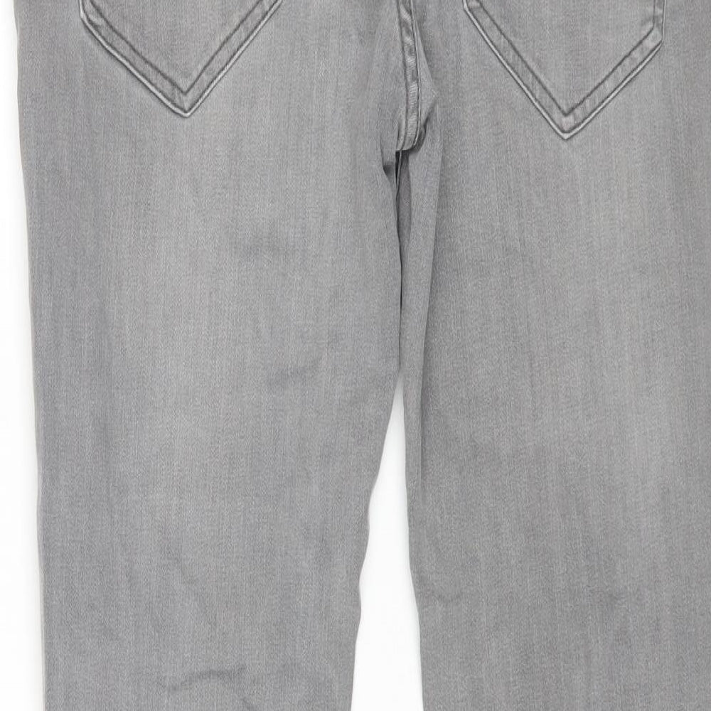 Denim & Co. Mens Grey Cotton Straight Jeans Size 36 in L34 in Regular Button