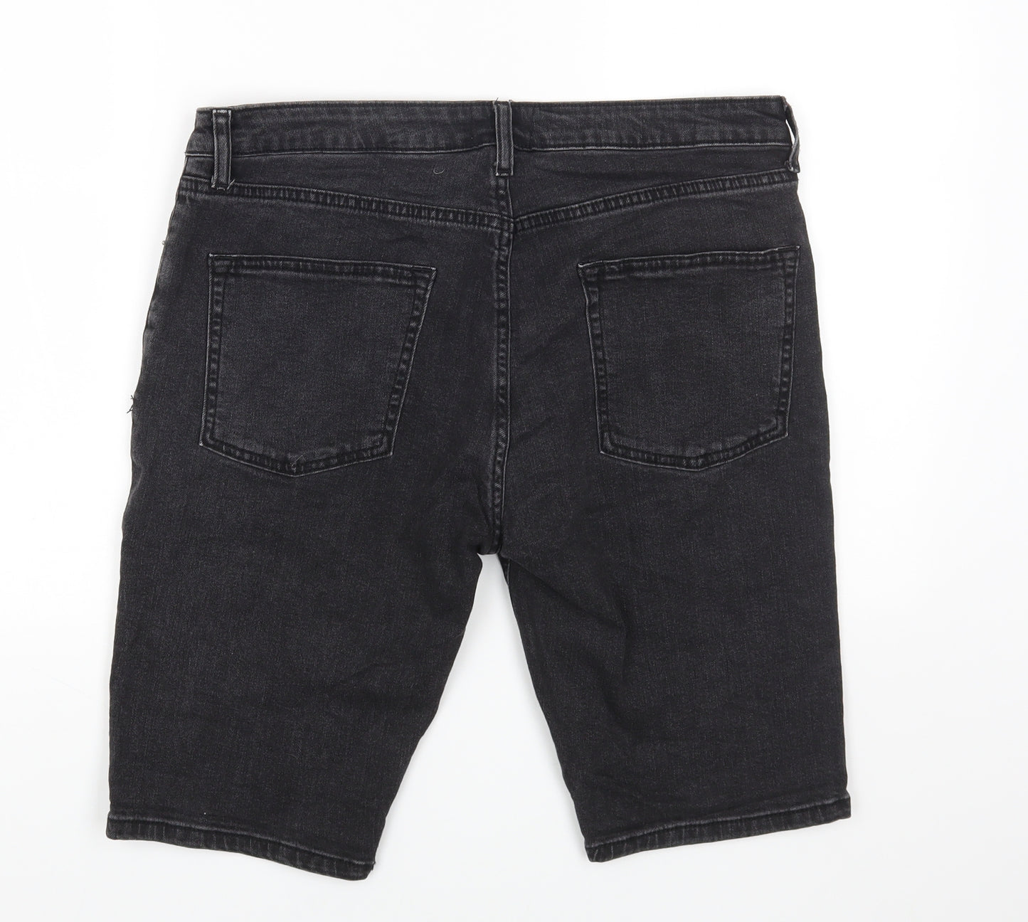 Topman Mens Black Cotton Biker Shorts Size 34 in L10 in Regular Button