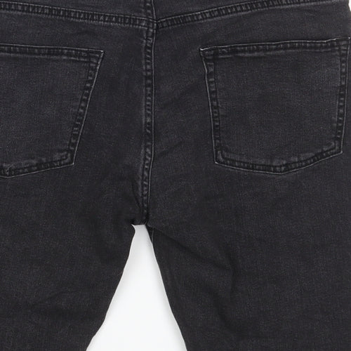 Topman Mens Black Cotton Biker Shorts Size 34 in L10 in Regular Button
