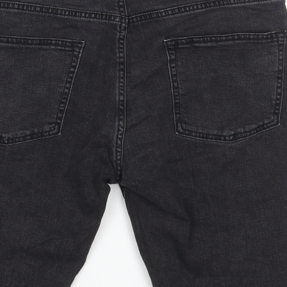 Topman Mens Black Cotton Biker Shorts Size 34 in L10 in Regular Button