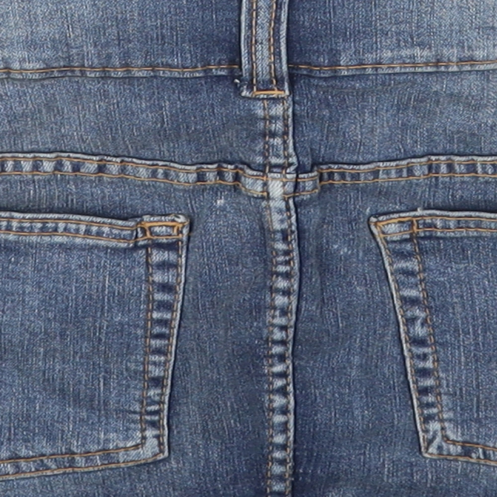 H&M Womens Blue Cotton Mini Skirt Size 12 Zip
