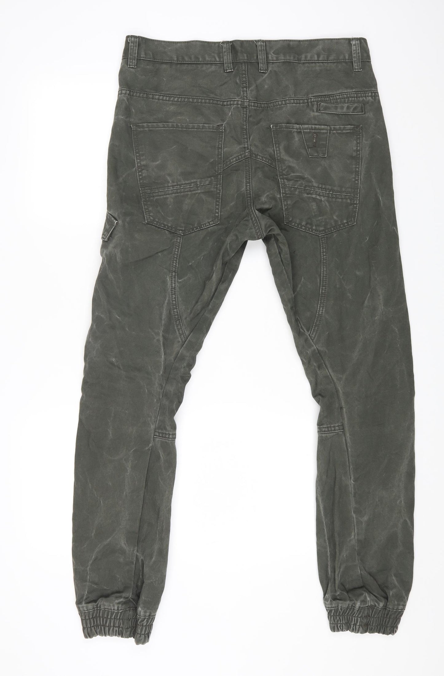 SKINNY CARROT Mens Green Cotton Straight Jeans Size 34 in L28 in Regular Button - Acid Wash