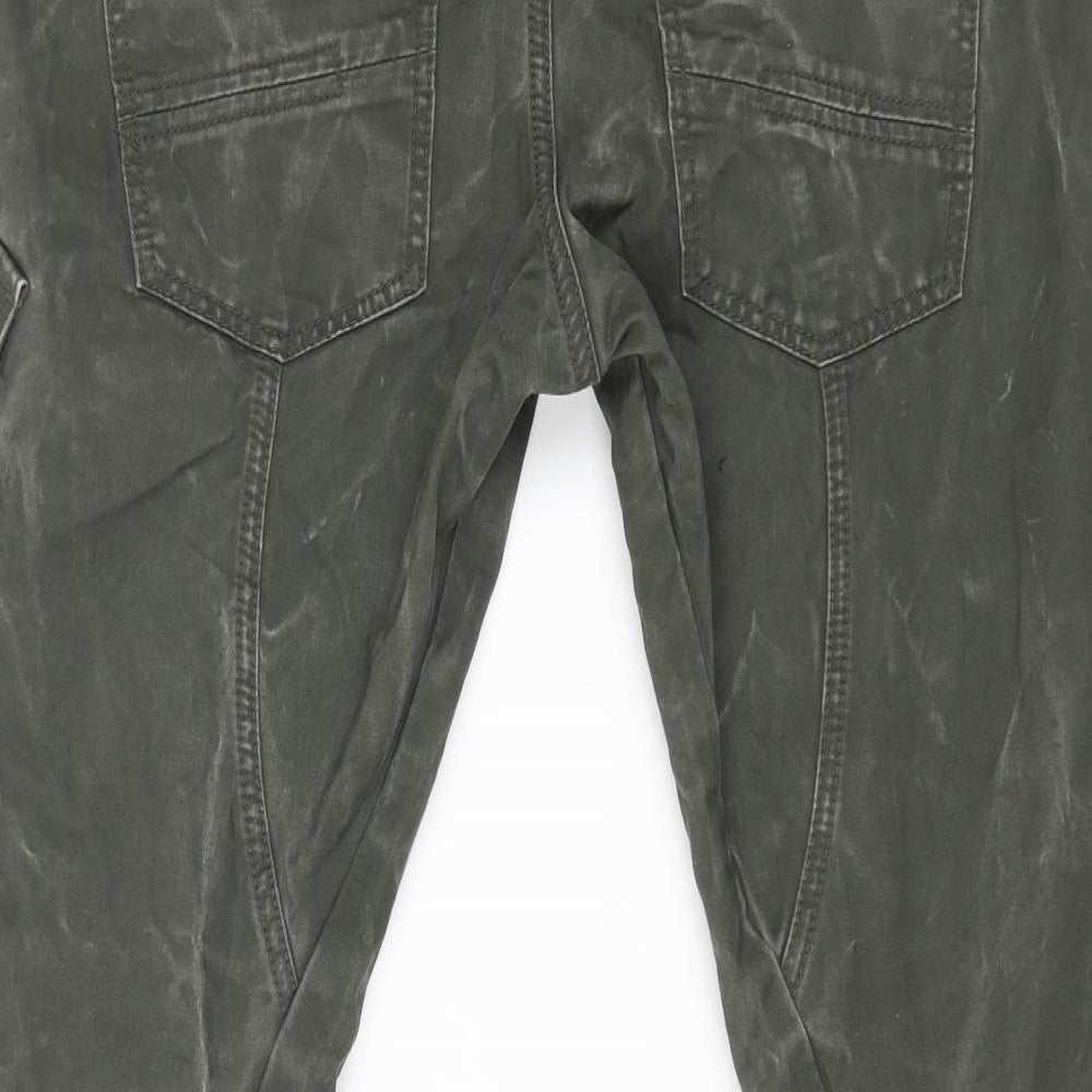 SKINNY CARROT Mens Green Cotton Straight Jeans Size 34 in L28 in Regular Button - Acid Wash