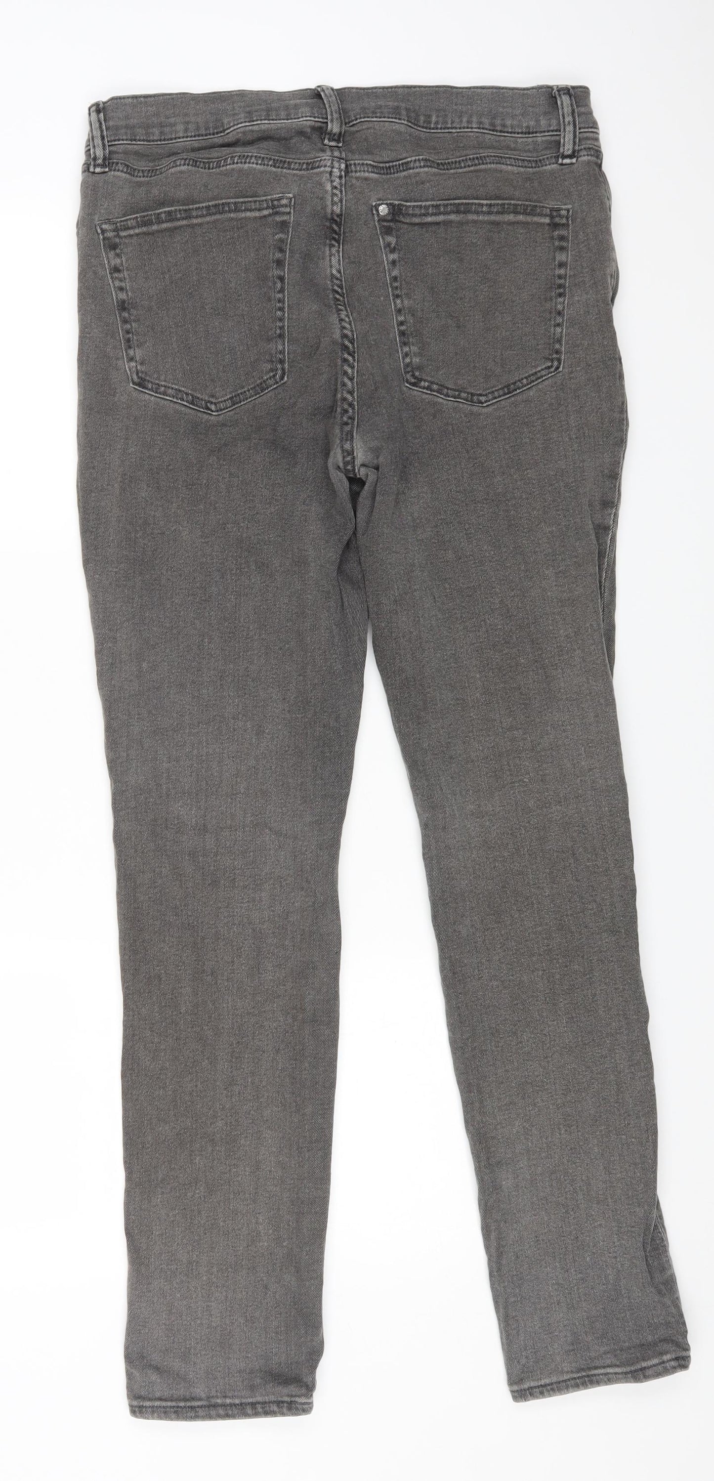 SKINNY Mens Grey Cotton Straight Jeans Size 36 in L32 in Regular Button