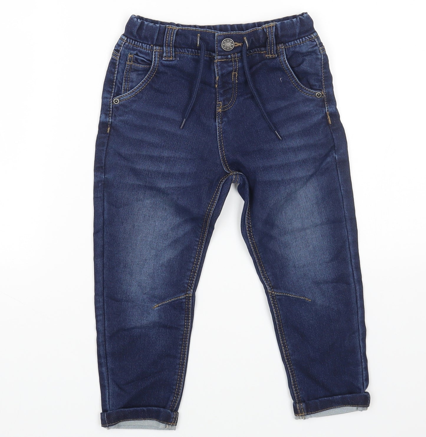 TU Boys Blue Cotton Straight Jeans Size 2-3 Years Regular Drawstring