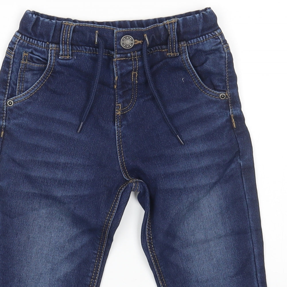 TU Boys Blue Cotton Straight Jeans Size 2-3 Years Regular Drawstring