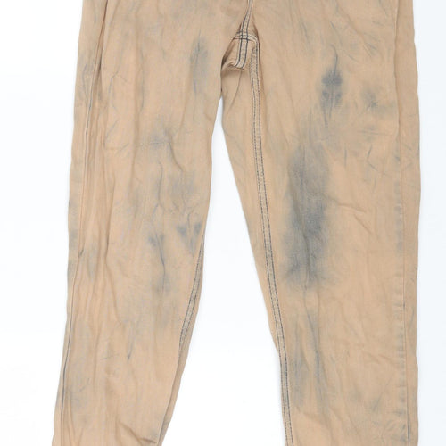 Topshop Mens Orange Cotton Straight Jeans Size 28 in L32 in Regular Button - Acid Wash