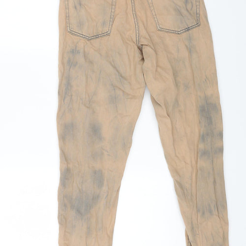 Topshop Mens Orange Cotton Straight Jeans Size 28 in L32 in Regular Button - Acid Wash