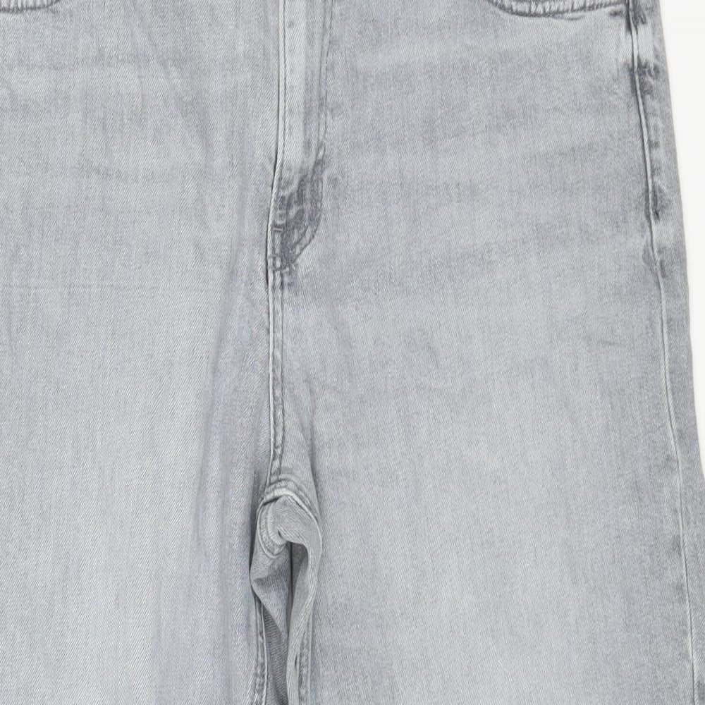 Marks and Spencer Womens Grey Cotton Straight Jeans Size 16 L26 in Regular Zip