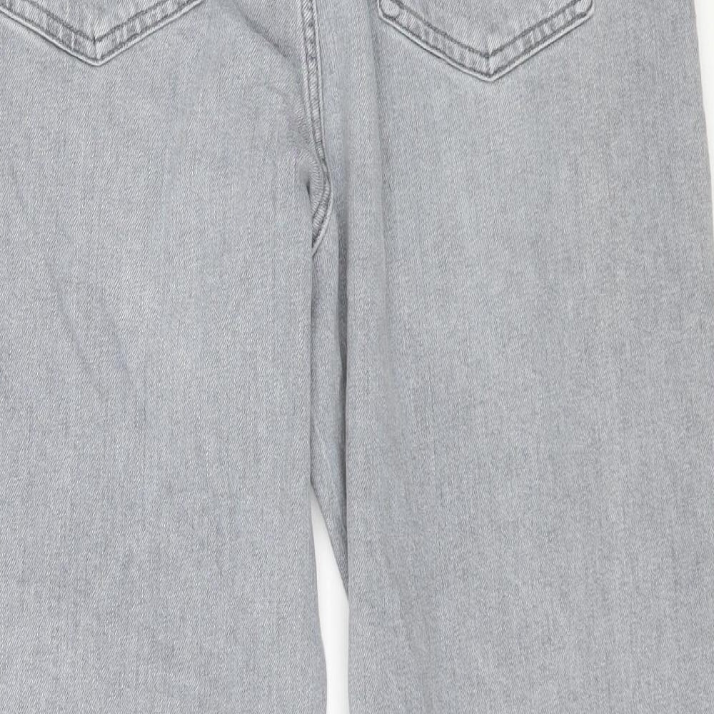 Marks and Spencer Womens Grey Cotton Straight Jeans Size 16 L26 in Regular Zip