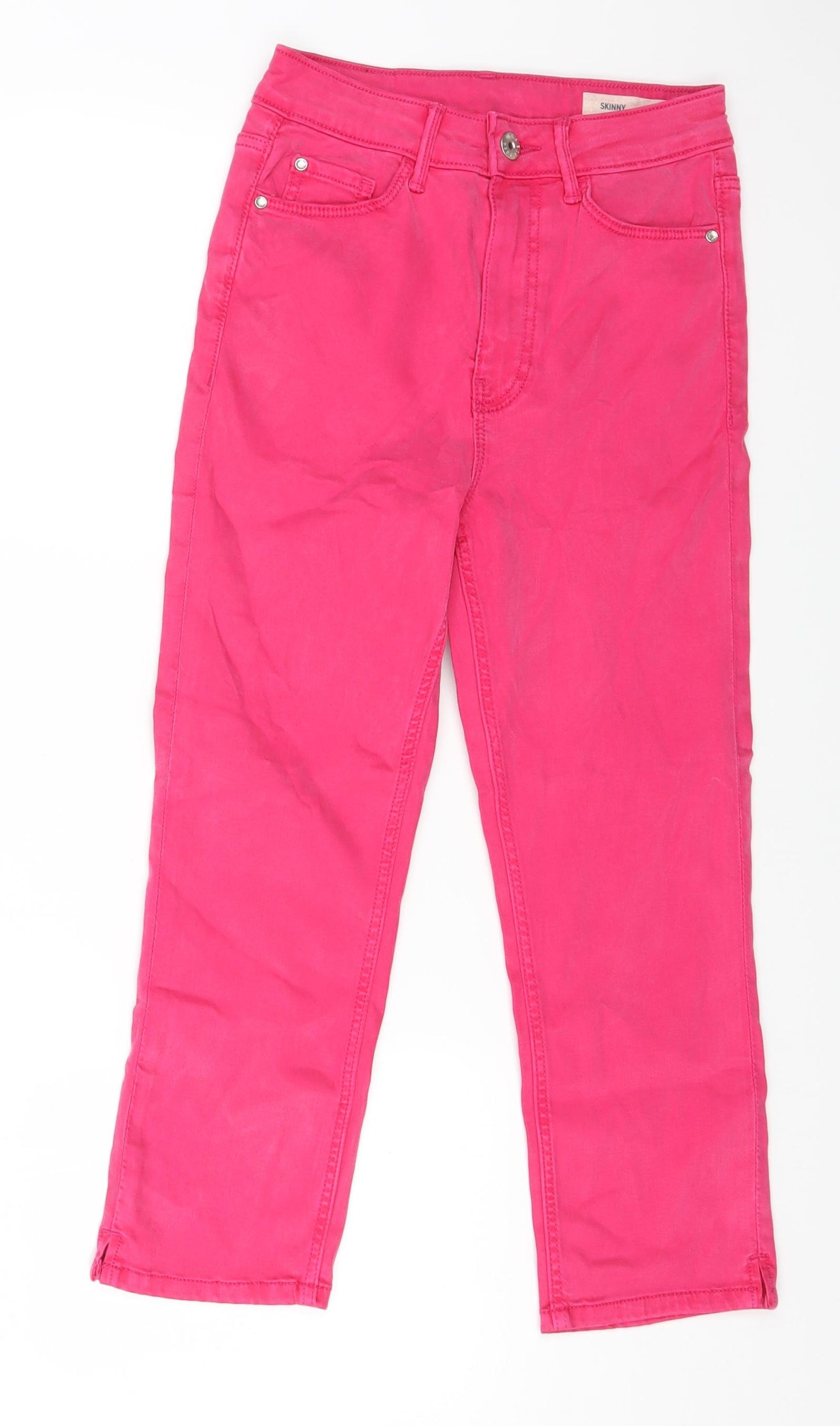 Marks and Spencer Womens Pink Cotton Straight Jeans Size 8 L20 in Regular Zip