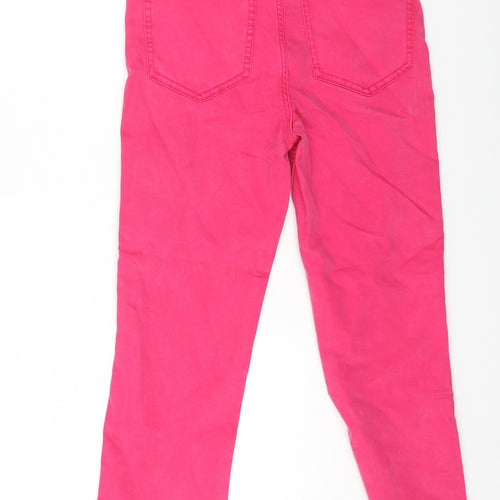 Marks and Spencer Womens Pink Cotton Straight Jeans Size 8 L20 in Regular Zip