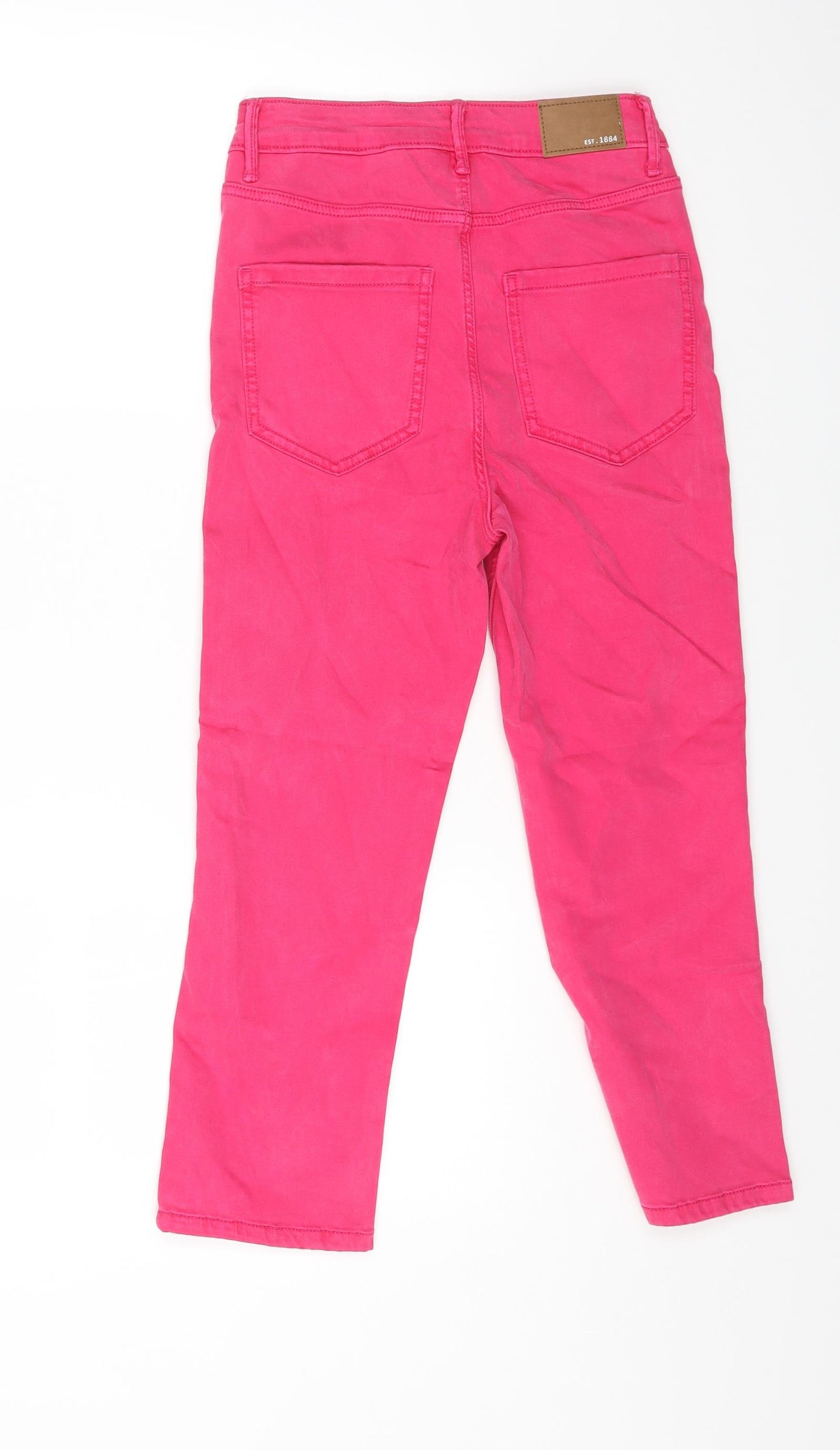 Marks and Spencer Womens Pink Cotton Straight Jeans Size 8 L20 in Regular Zip