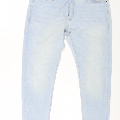 Marks and Spencer Womens Blue Cotton Straight Jeans Size 36 in L29 in Regular Zip