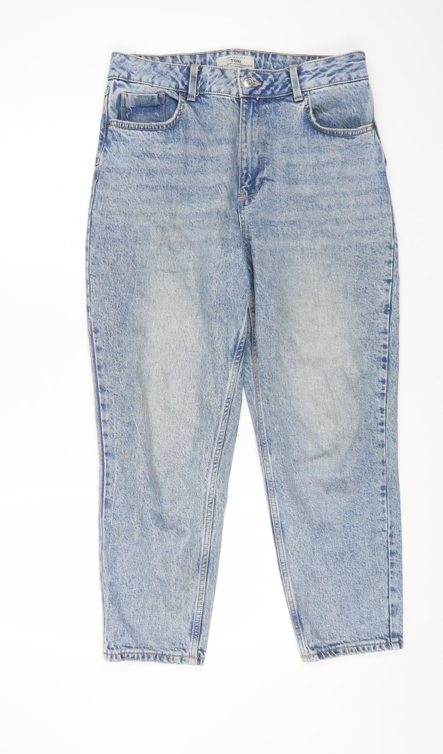 New Look Womens Blue Cotton Straight Jeans Size 12 L24 in Regular Zip