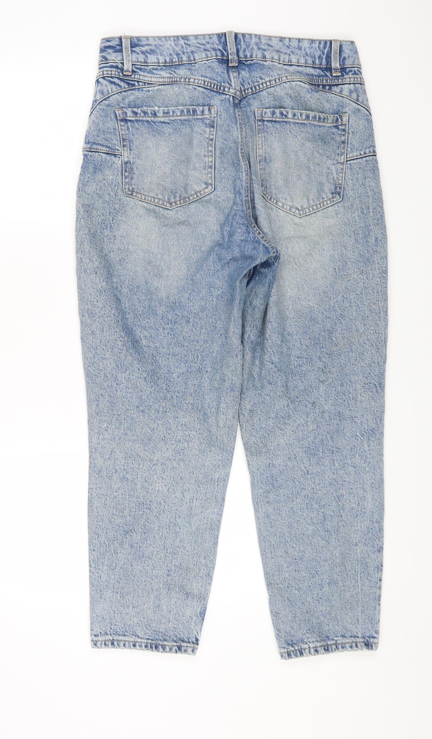 New Look Womens Blue Cotton Straight Jeans Size 12 L24 in Regular Zip