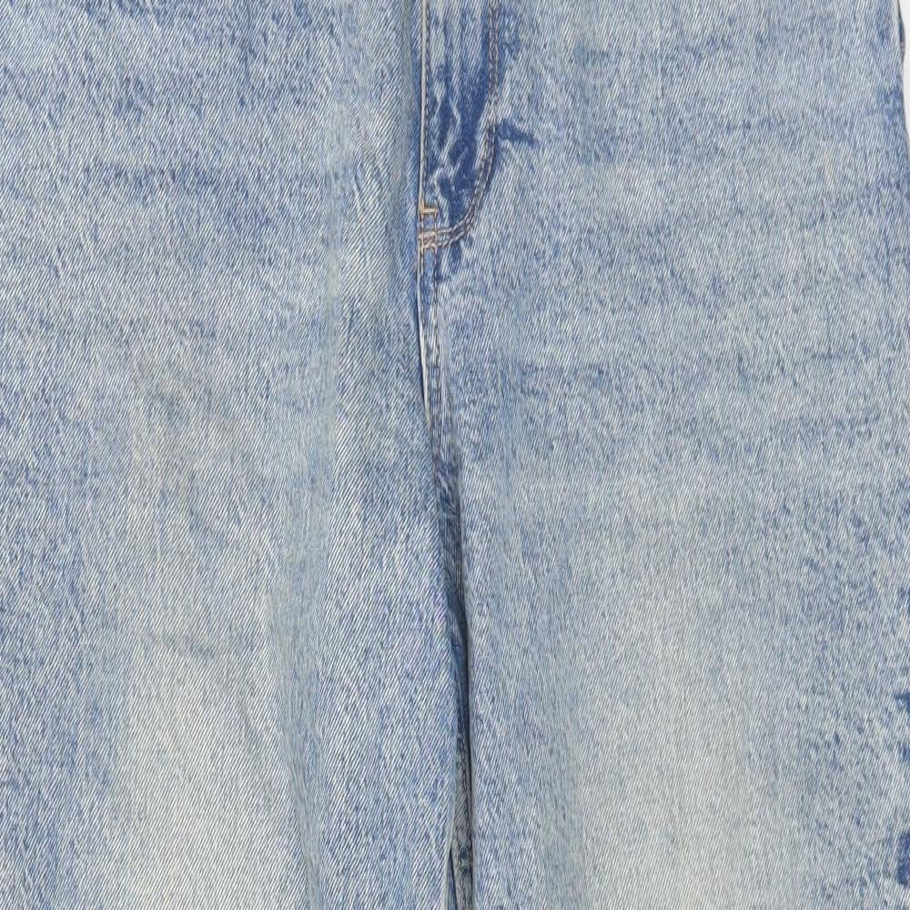 New Look Womens Blue Cotton Straight Jeans Size 12 L24 in Regular Zip