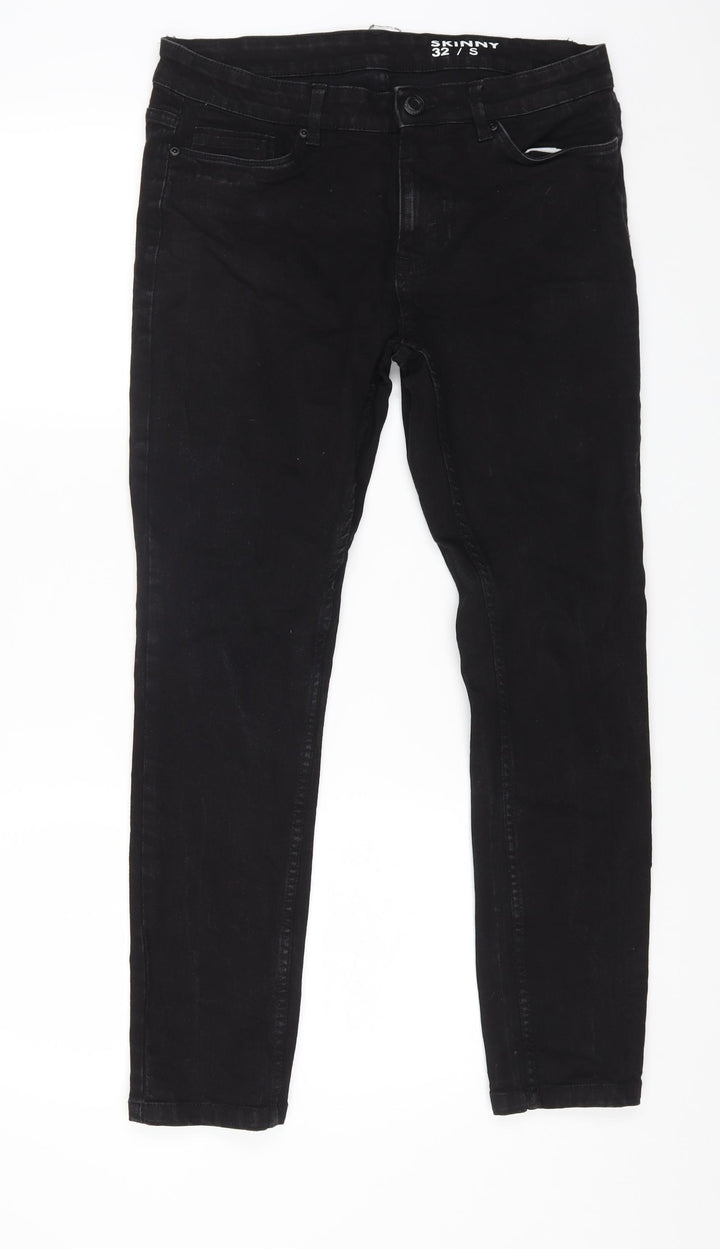 Peacocks Womens Black Cotton Skinny Jeans Size S L25 in Regular Zip