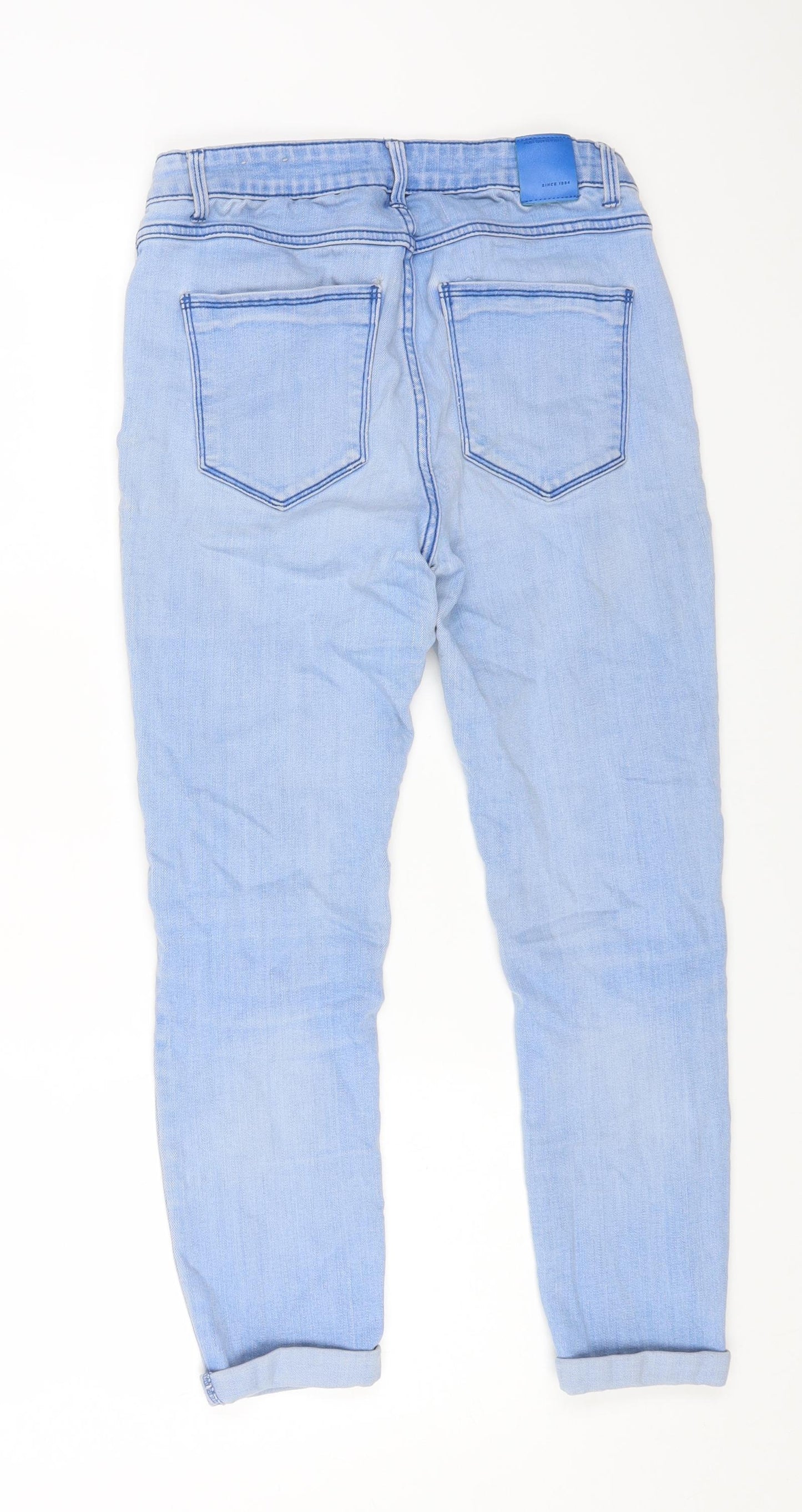 Stradivarius Womens Blue Cotton Cropped Jeans Size 10 L21 in Regular Zip
