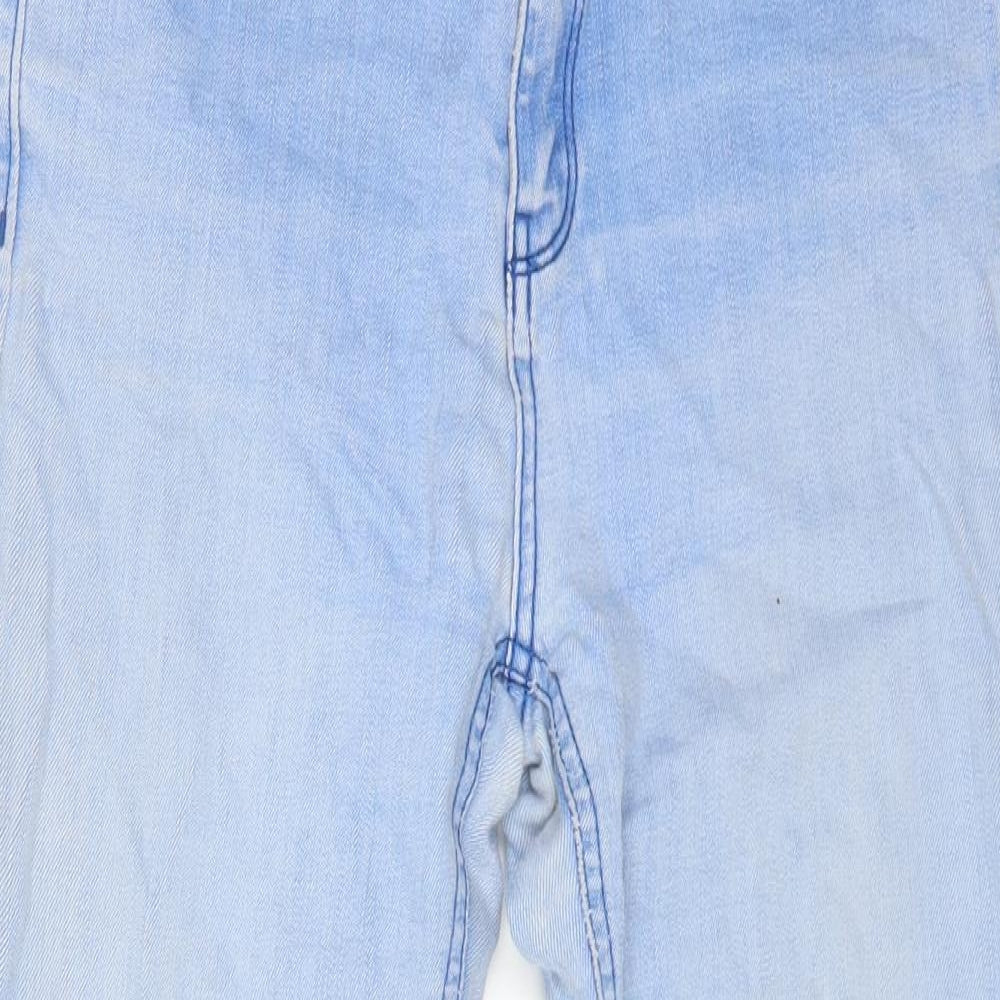 Stradivarius Womens Blue Cotton Cropped Jeans Size 10 L21 in Regular Zip