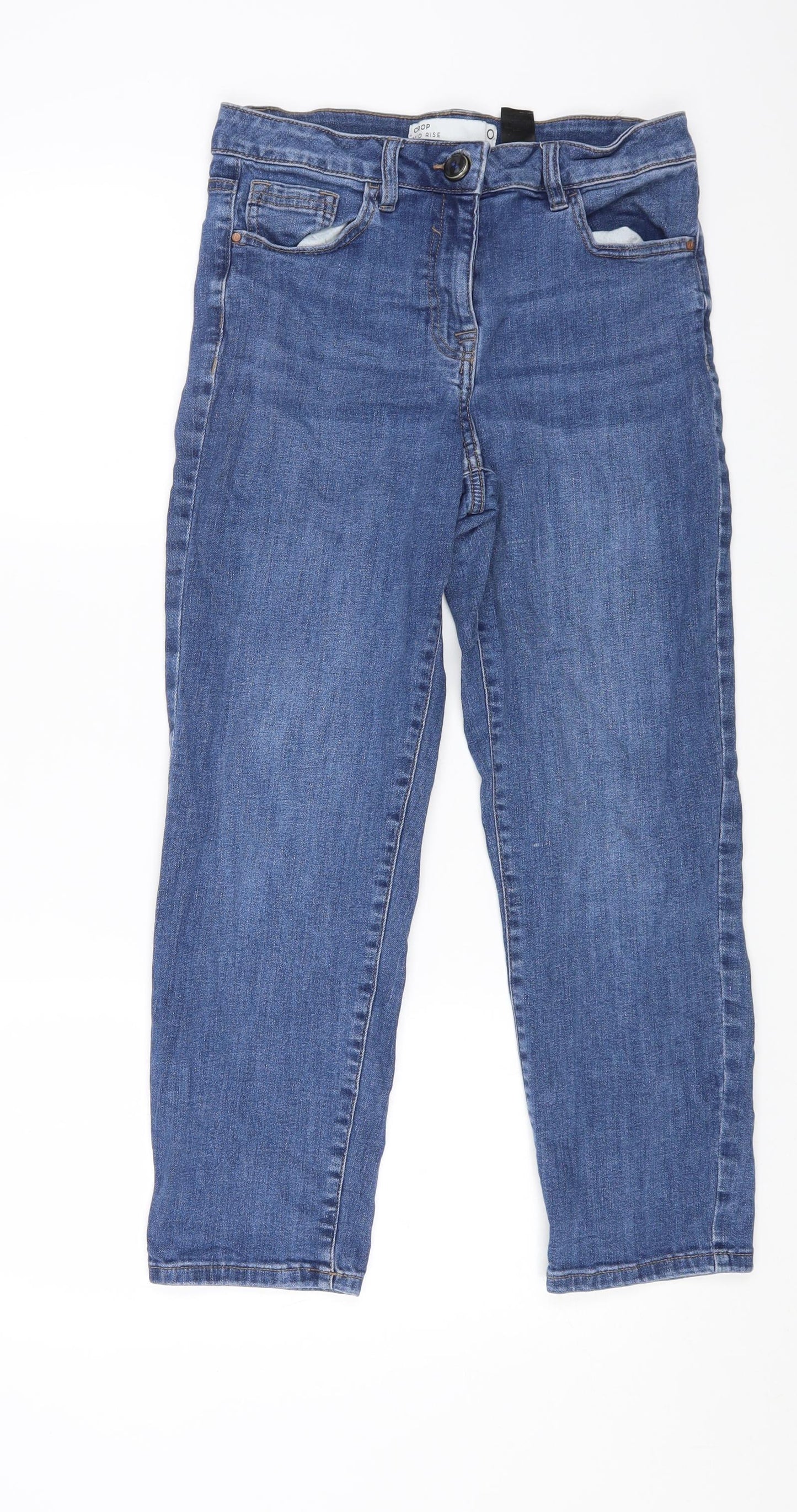 NEXT Womens Blue Cotton Cropped Jeans Size 10 L22 in Regular Zip