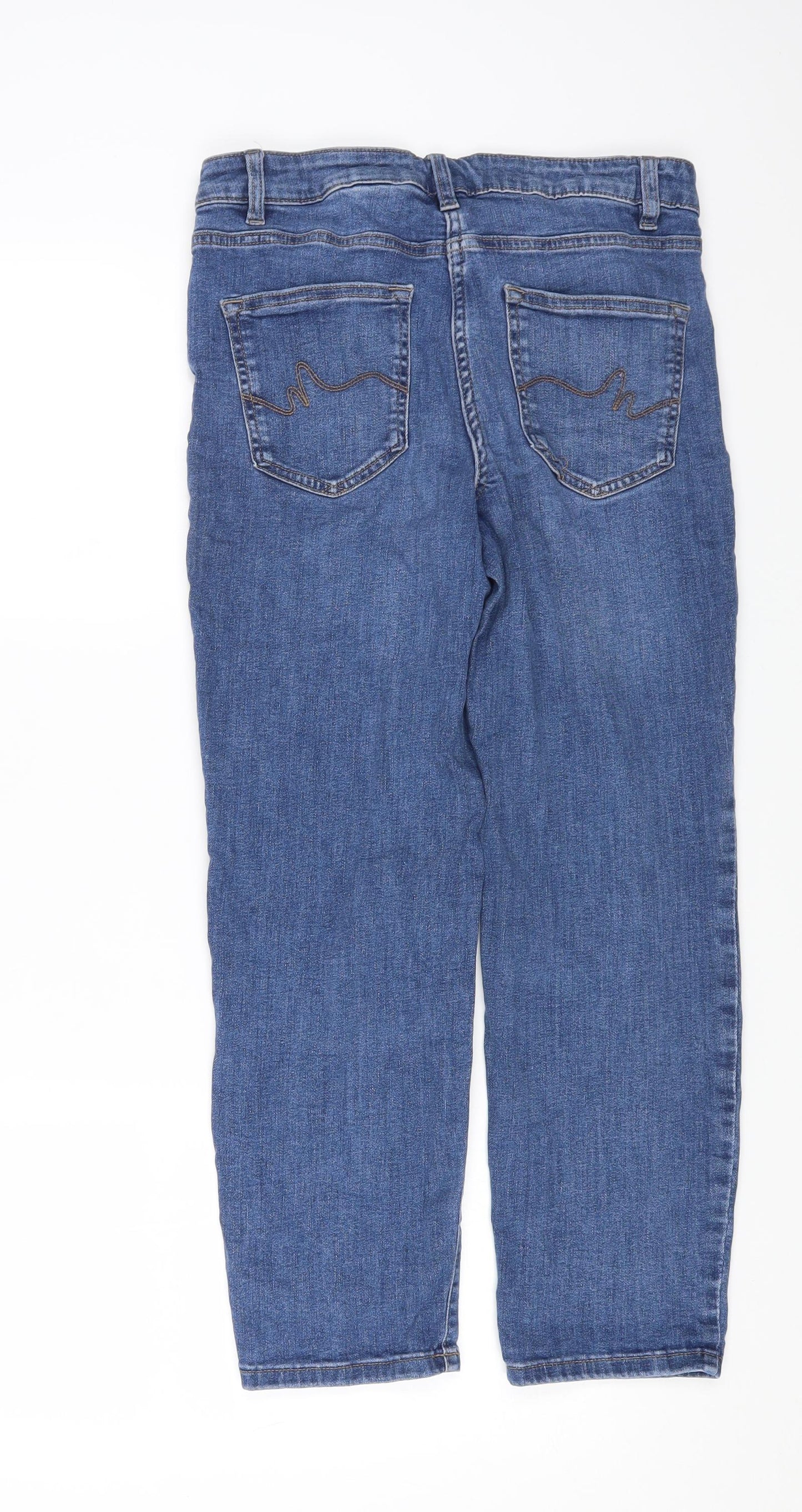 NEXT Womens Blue Cotton Cropped Jeans Size 10 L22 in Regular Zip