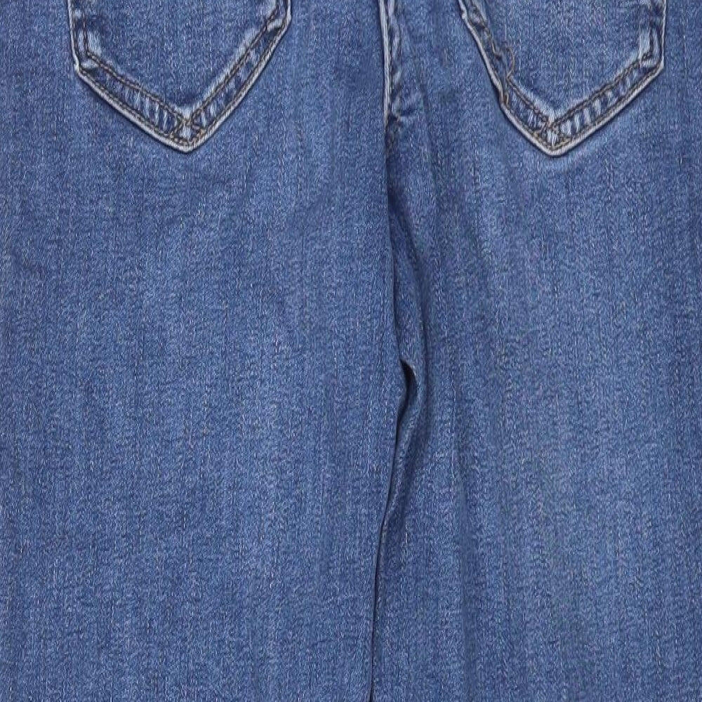 NEXT Womens Blue Cotton Cropped Jeans Size 10 L22 in Regular Zip