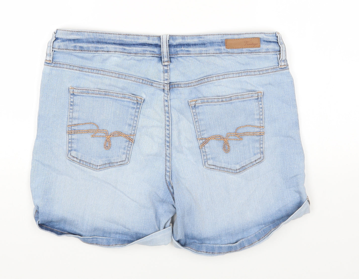 F&F Womens Blue Cotton Cut-Off Shorts Size 12 Regular Zip