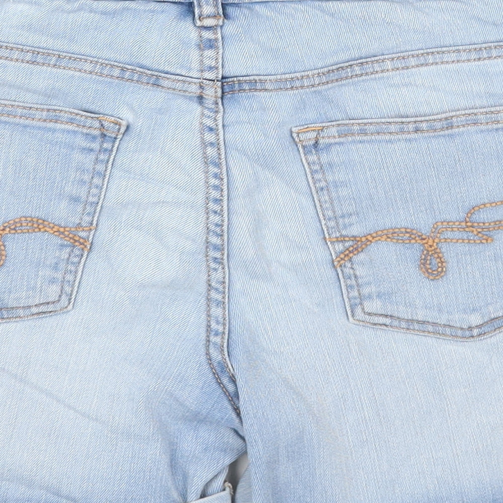 F&F Womens Blue Cotton Cut-Off Shorts Size 12 Regular Zip