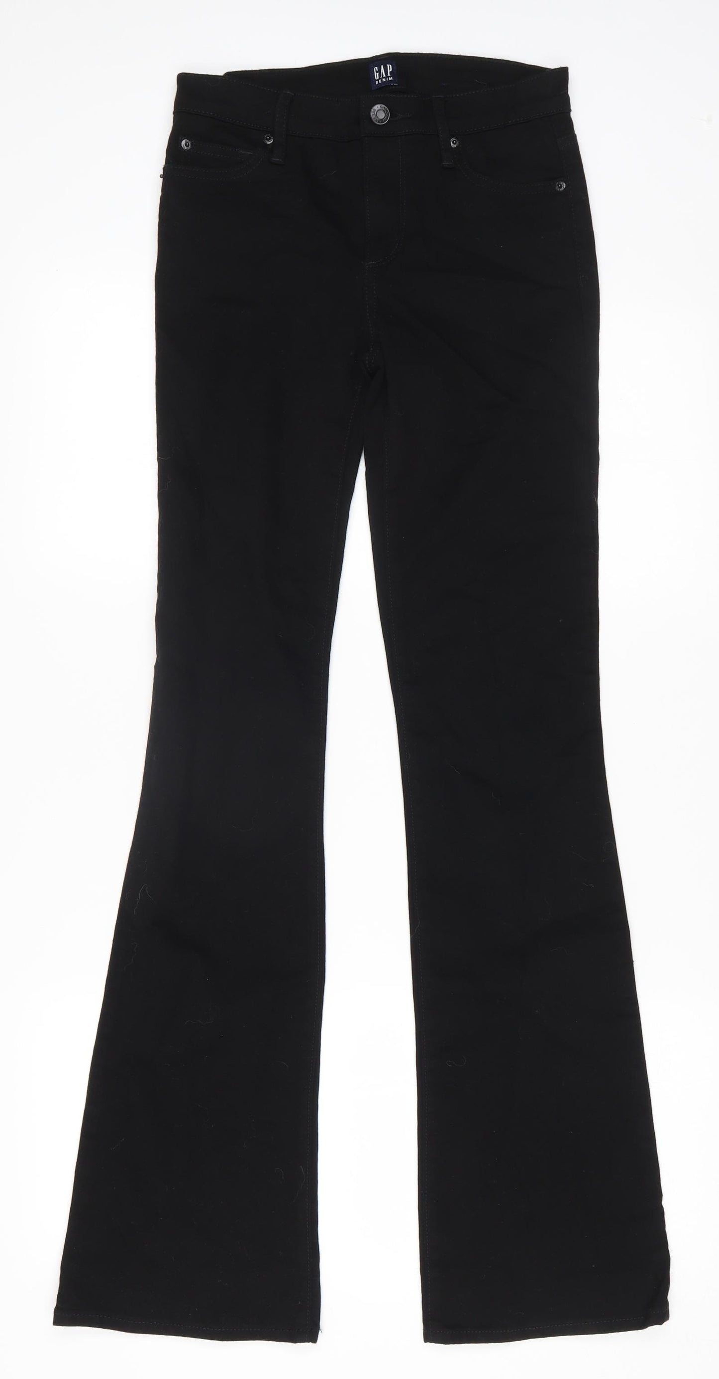 Gap Womens Black Cotton Flared Jeans Size 24 in L31 in Regular Zip