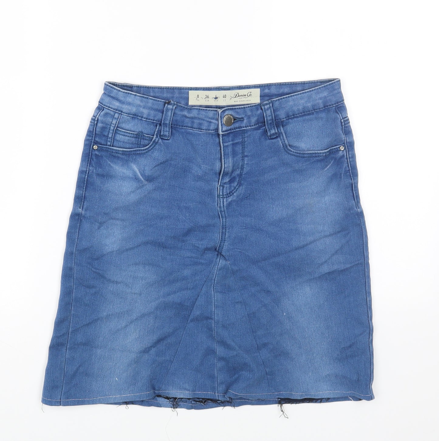 Primark Womens Blue Cotton Mini Skirt Size 8 Zip