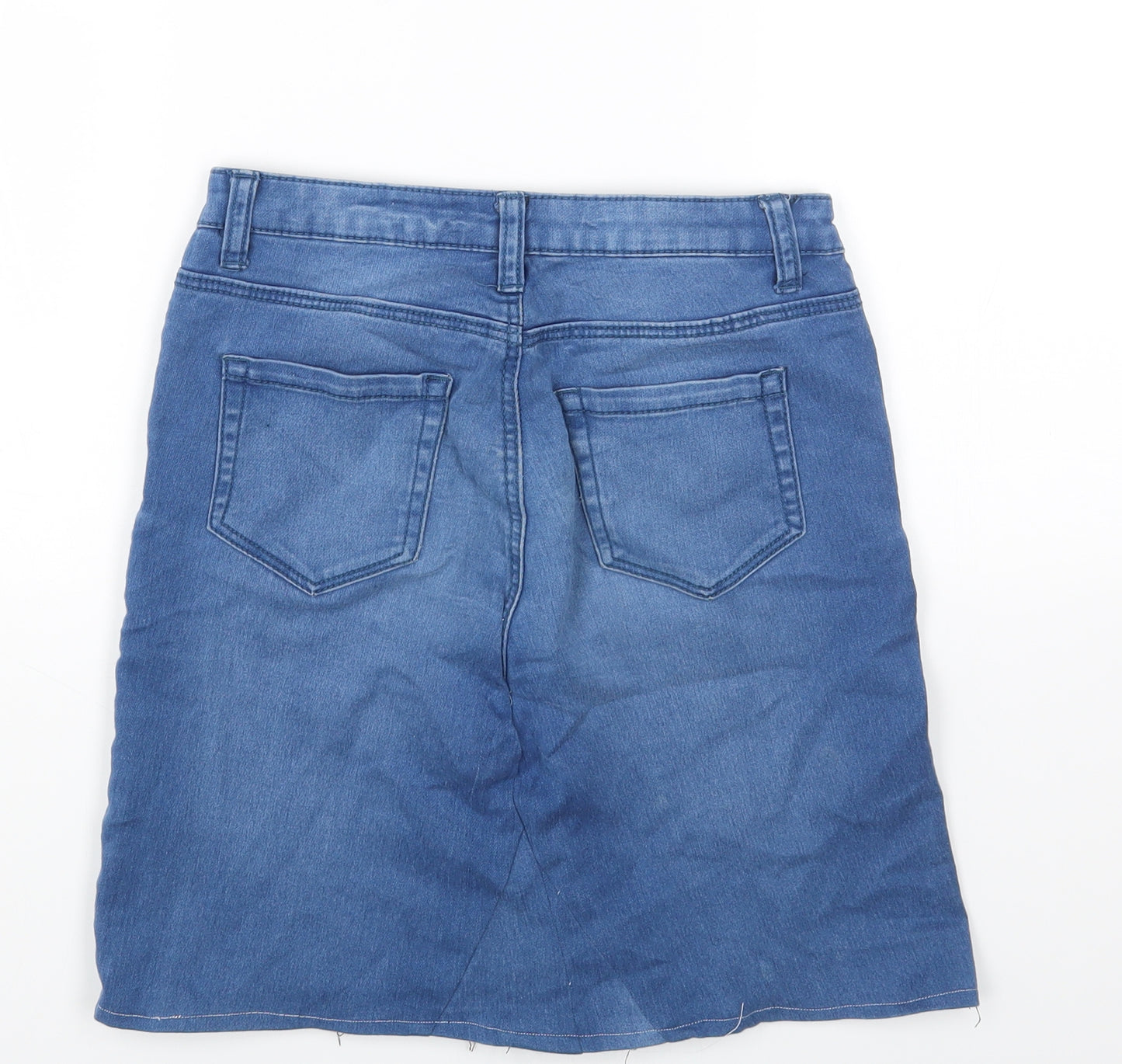 Primark Womens Blue Cotton Mini Skirt Size 8 Zip