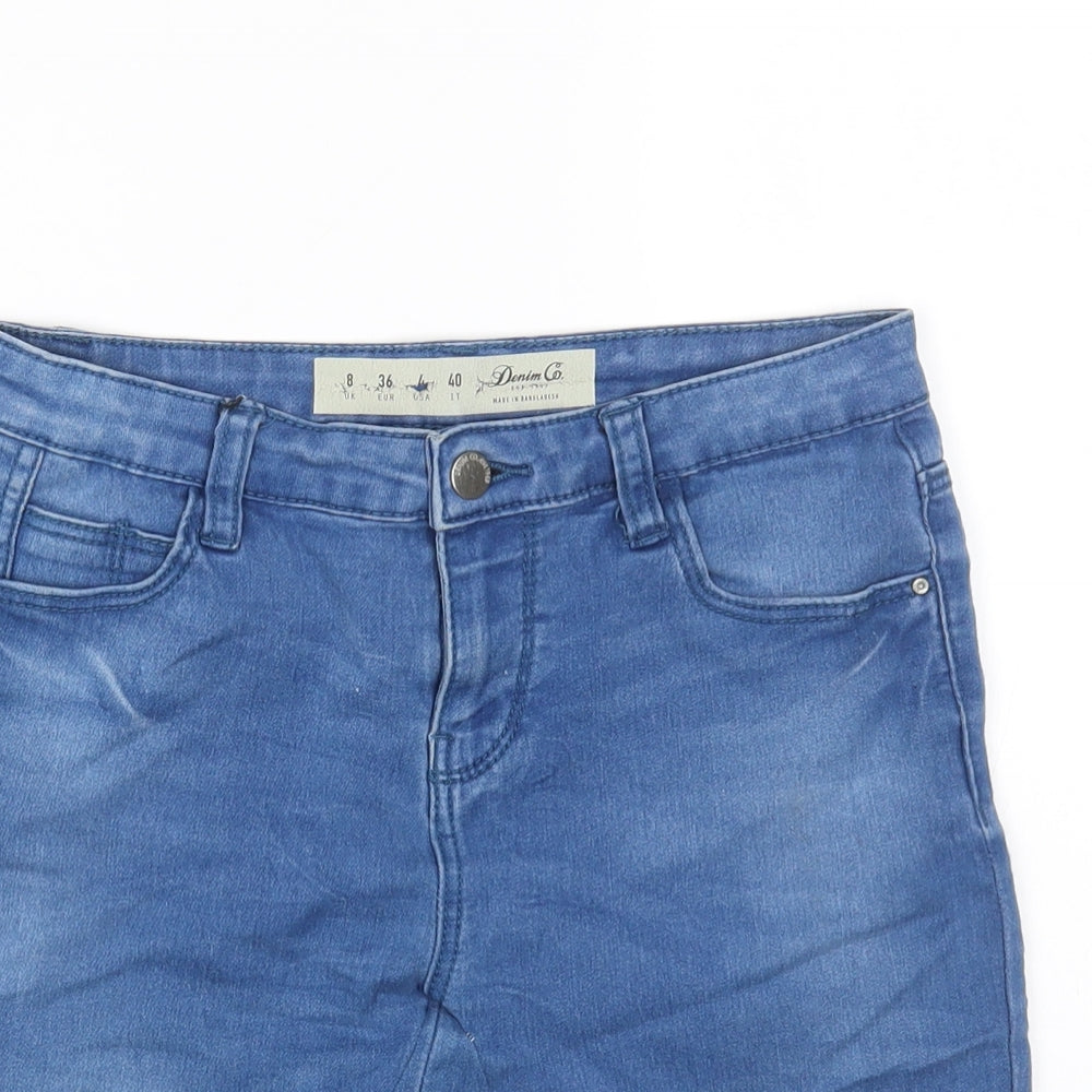 Primark Womens Blue Cotton Mini Skirt Size 8 Zip