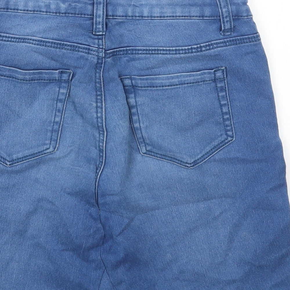 Primark Womens Blue Cotton Mini Skirt Size 8 Zip
