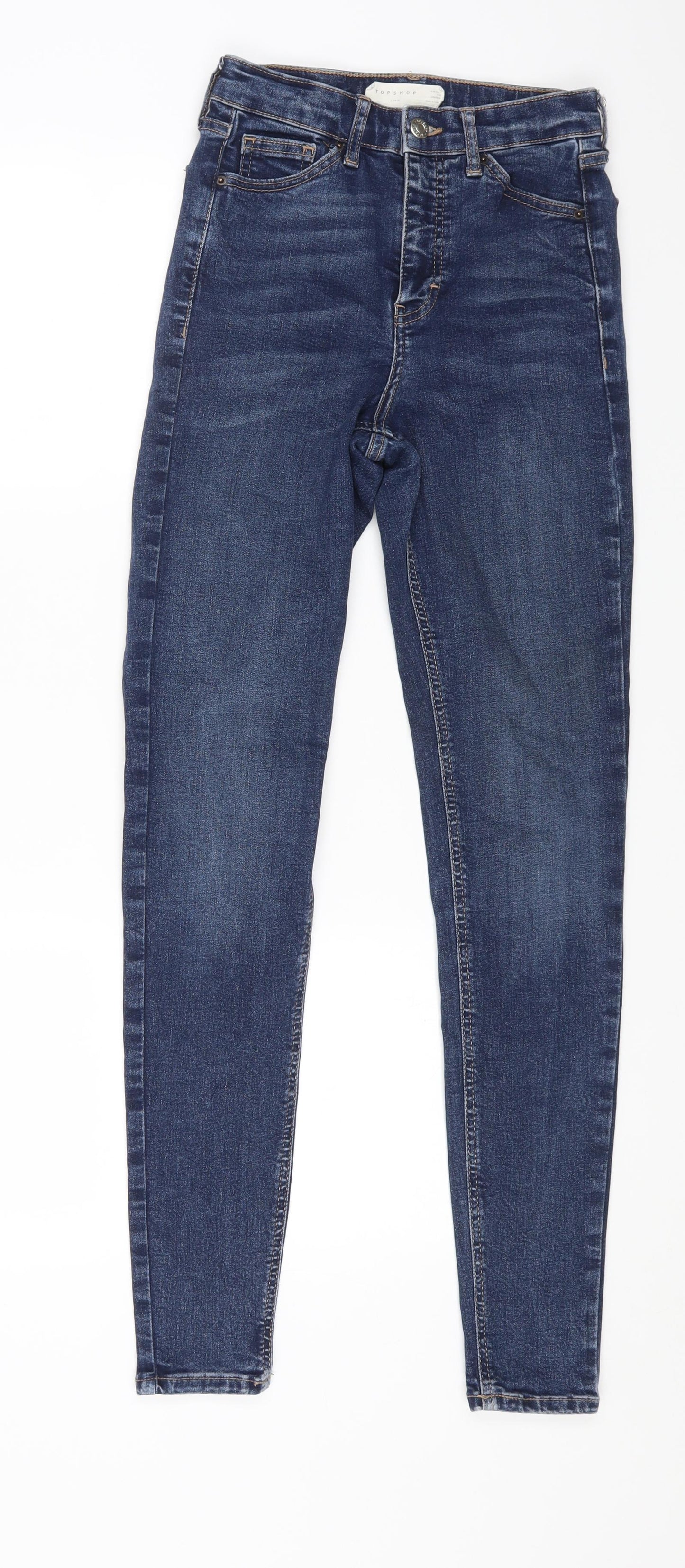 Topshop Mens Blue Cotton Straight Jeans Size 26 in L34 in Regular Button