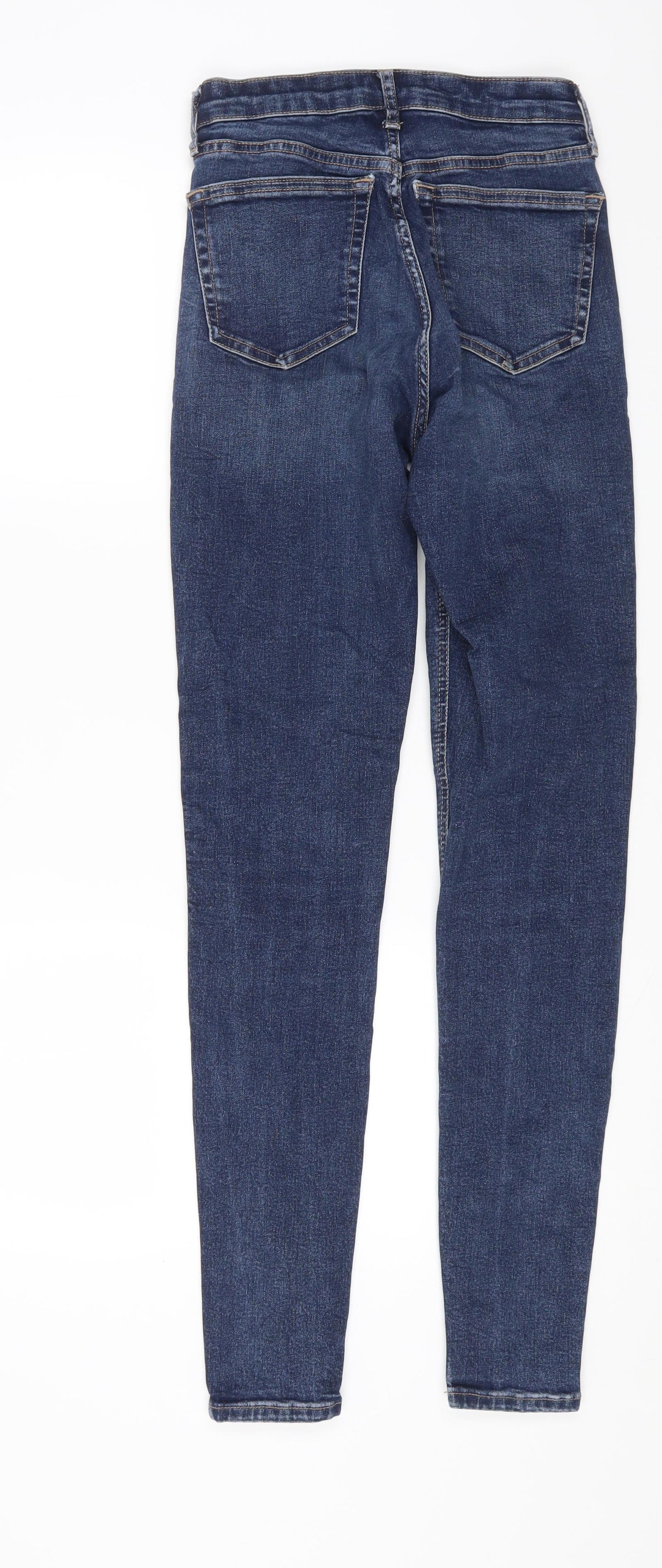 Topshop Mens Blue Cotton Straight Jeans Size 26 in L34 in Regular Button