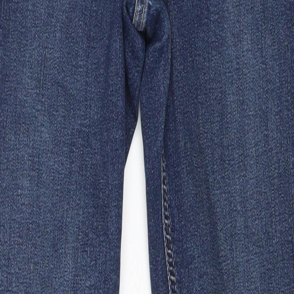 Topshop Mens Blue Cotton Straight Jeans Size 26 in L34 in Regular Button