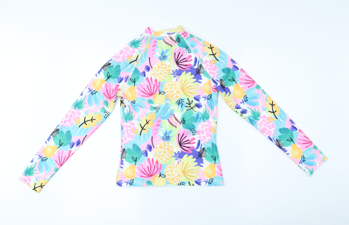 F&F Girls Multicoloured Floral Polyester Full Zip Sweatshirt Size 11-12 Years Zip