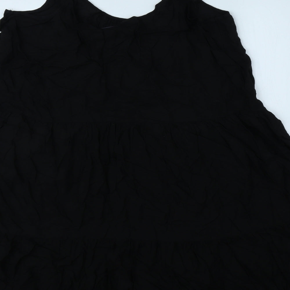 Marks and Spencer Womens Black Viscose A-Line Size 14 Scoop Neck Pullover