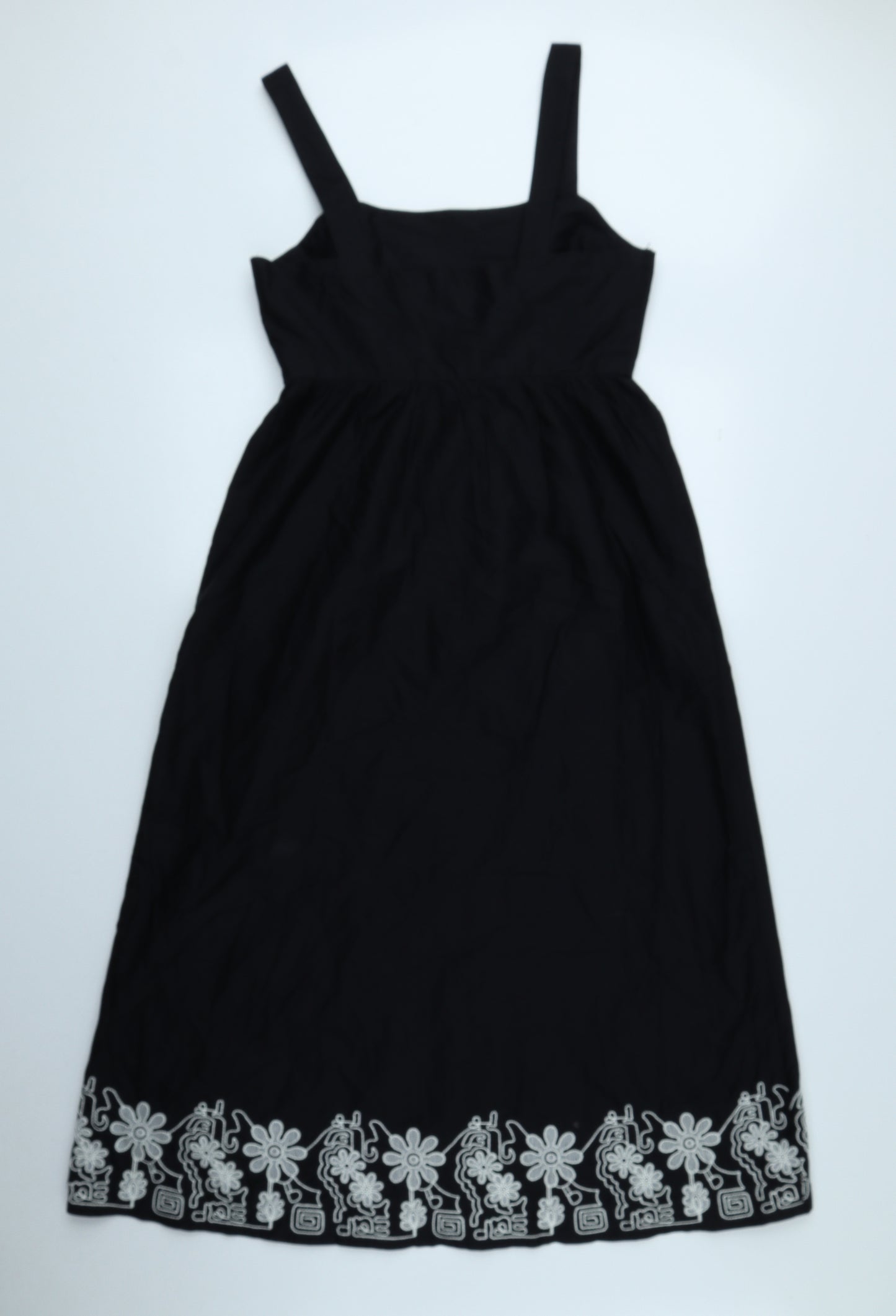 Primark Womens Black Floral 100% Cotton A-Line Size 10 Square Neck Pullover