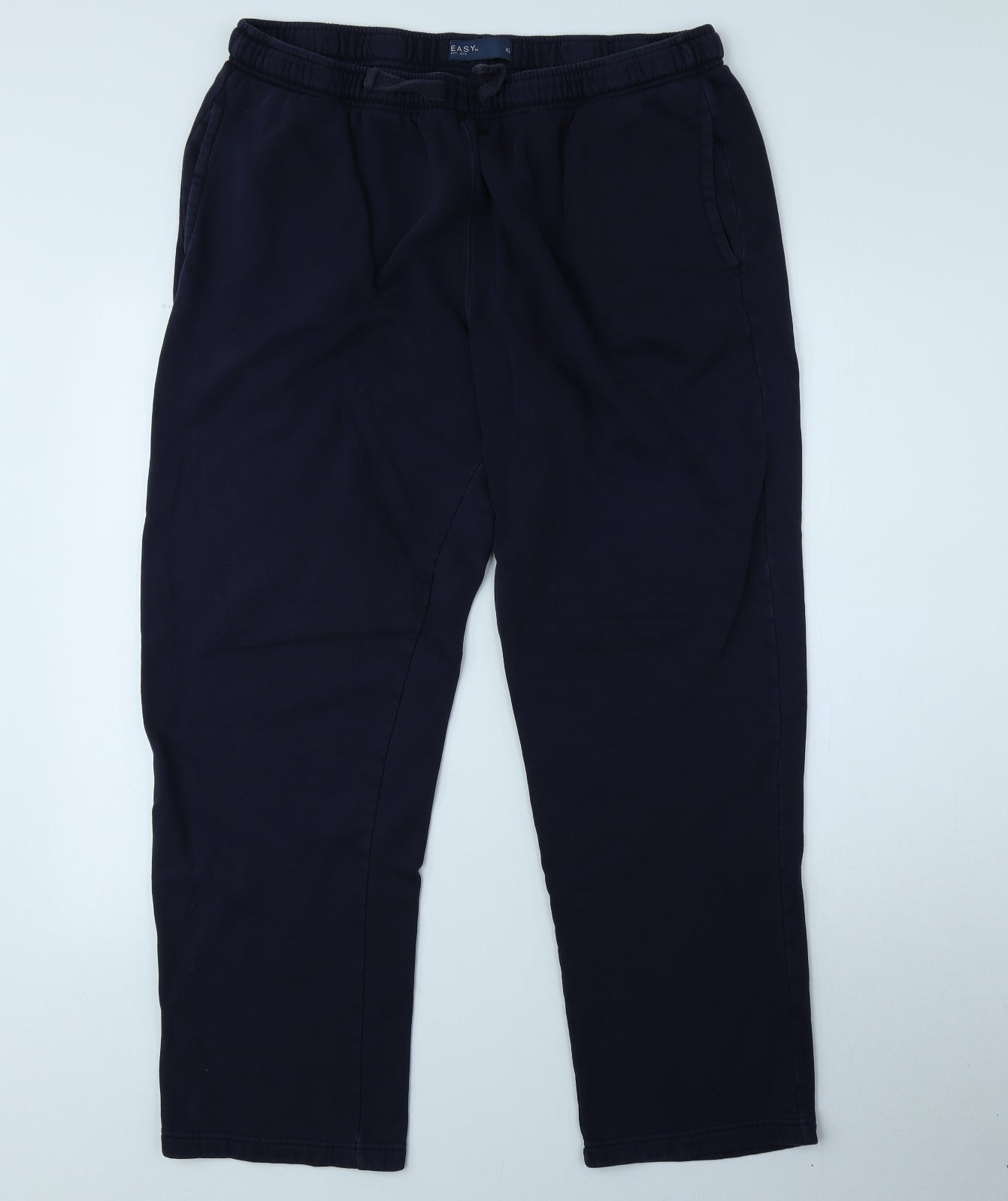 Easy Mens Blue Cotton Jogger Trousers Size XL L27 in Regular Drawstring