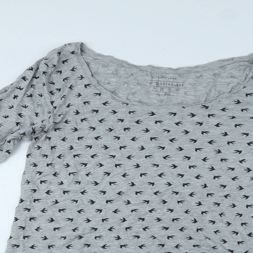 Atmosphere Womens Grey Polyester Jersey T-Shirt Size 16 Scoop Neck - Birds