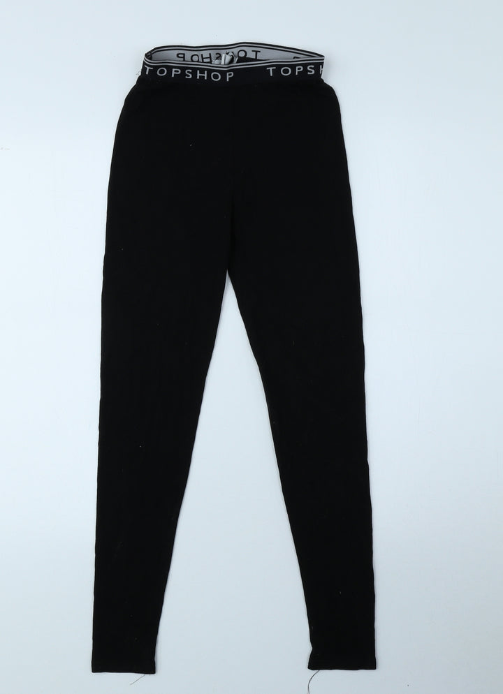 Topshop Girls Black Viscose Jegging Trousers Size 6 Years L25.5 in Regular Pullover