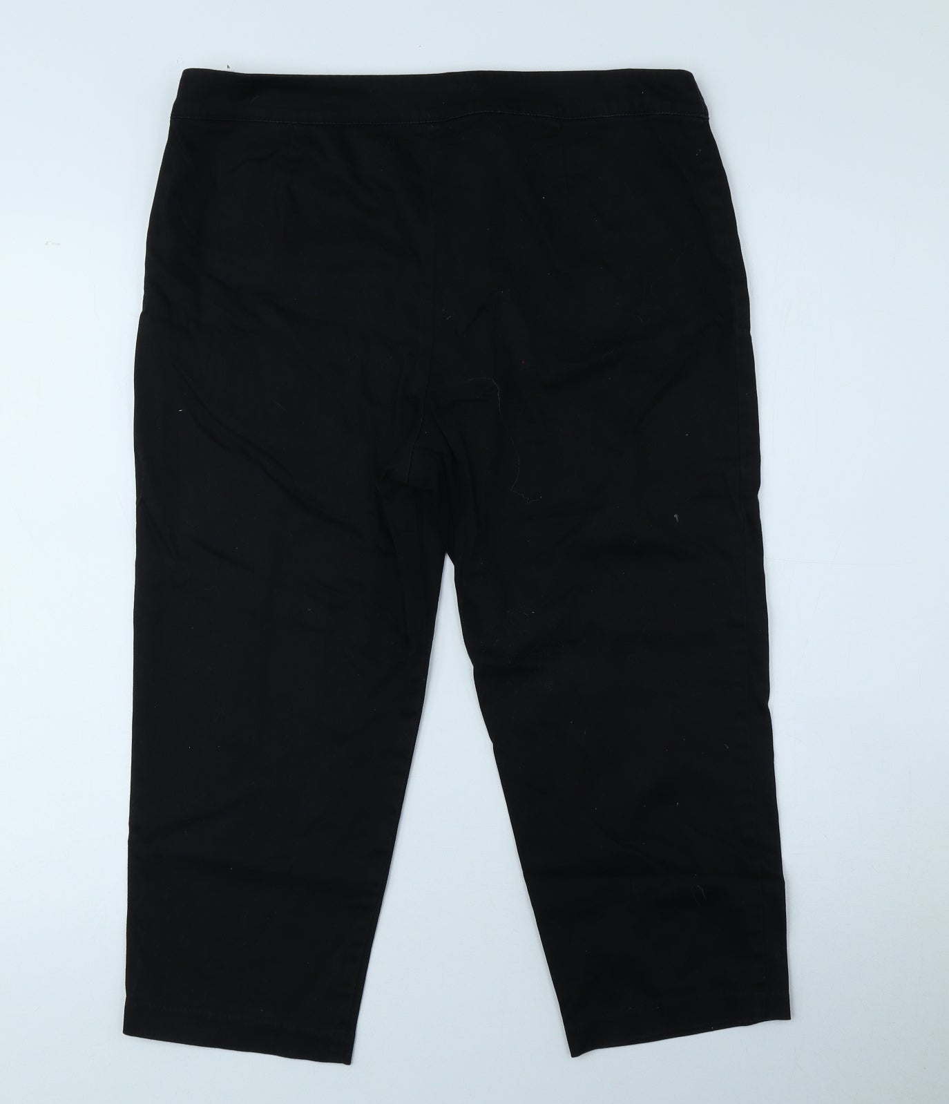 Marks and Spencer Womens Black Cotton Straight Jeans Size 14 L20 in Regular Zip - Short