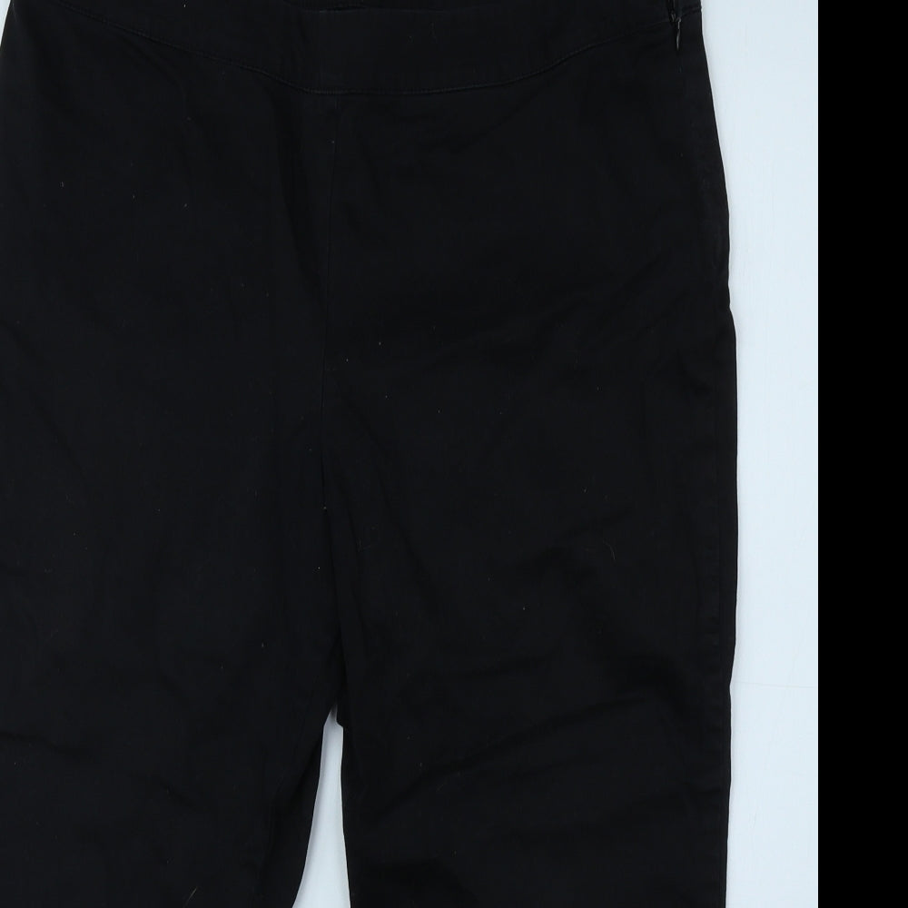 Marks and Spencer Womens Black Cotton Straight Jeans Size 14 L20 in Regular Zip - Short